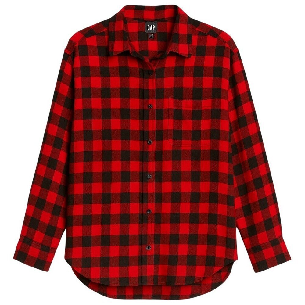 GAP Red Buffalo Plaid Flannel Oversized Shirt - Size Small Tall